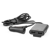 USB-biloplader med front- og bagudtag og fire USB-udgange