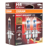 Osram NIGHT BREAKER 200 H4 halogenpærer 12 V 60/55 W, 2 stk.