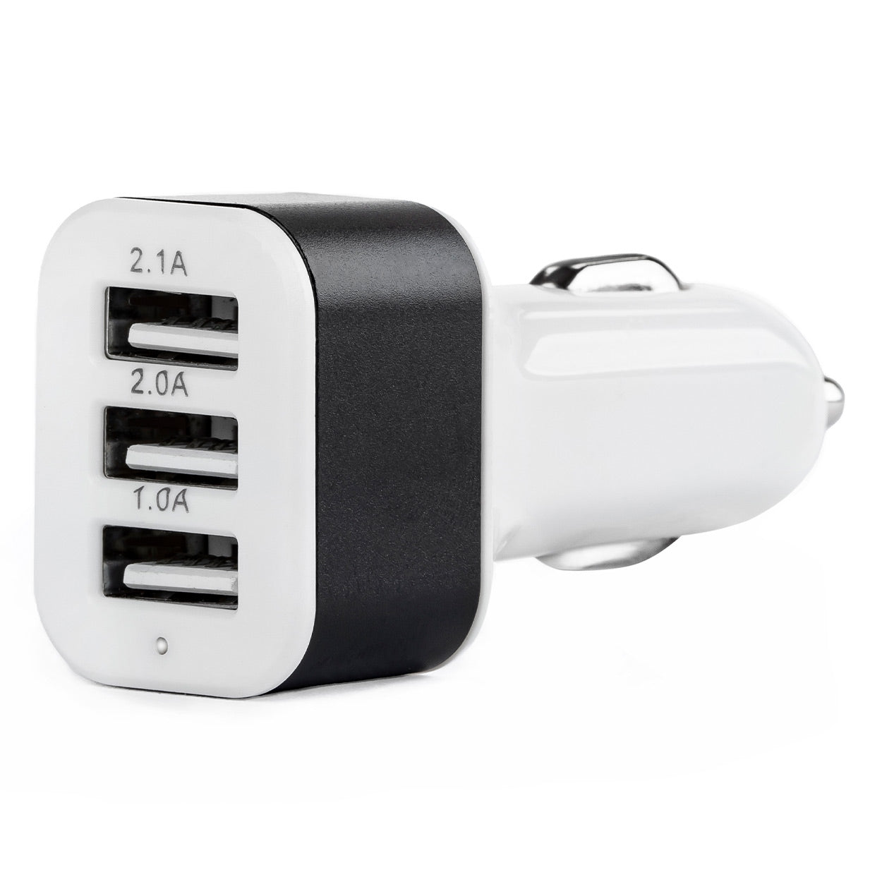 Hvid USB-biloplader med 3 USB-udgange
