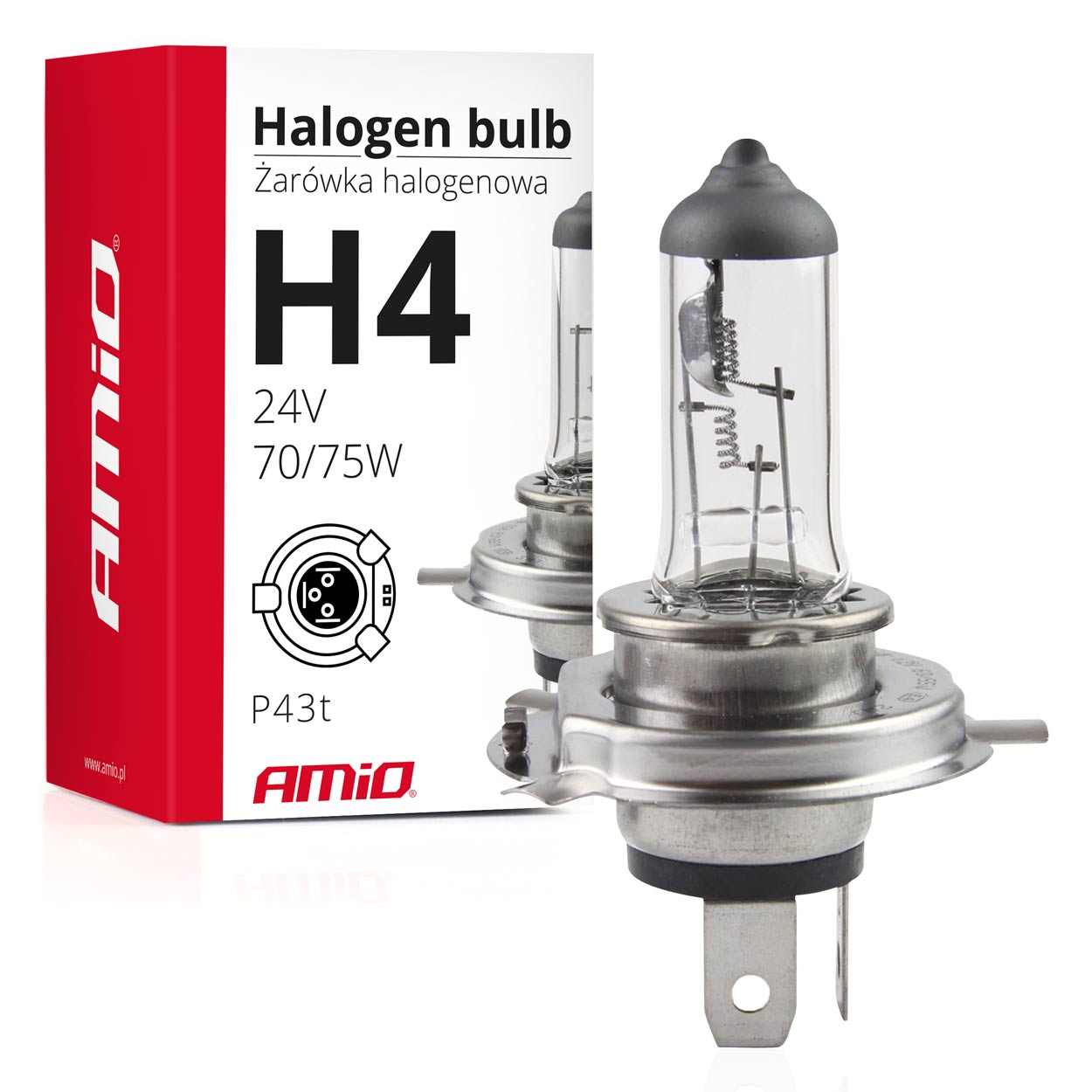 H4-halogenpære 24 V 75/70 W med UV-filter