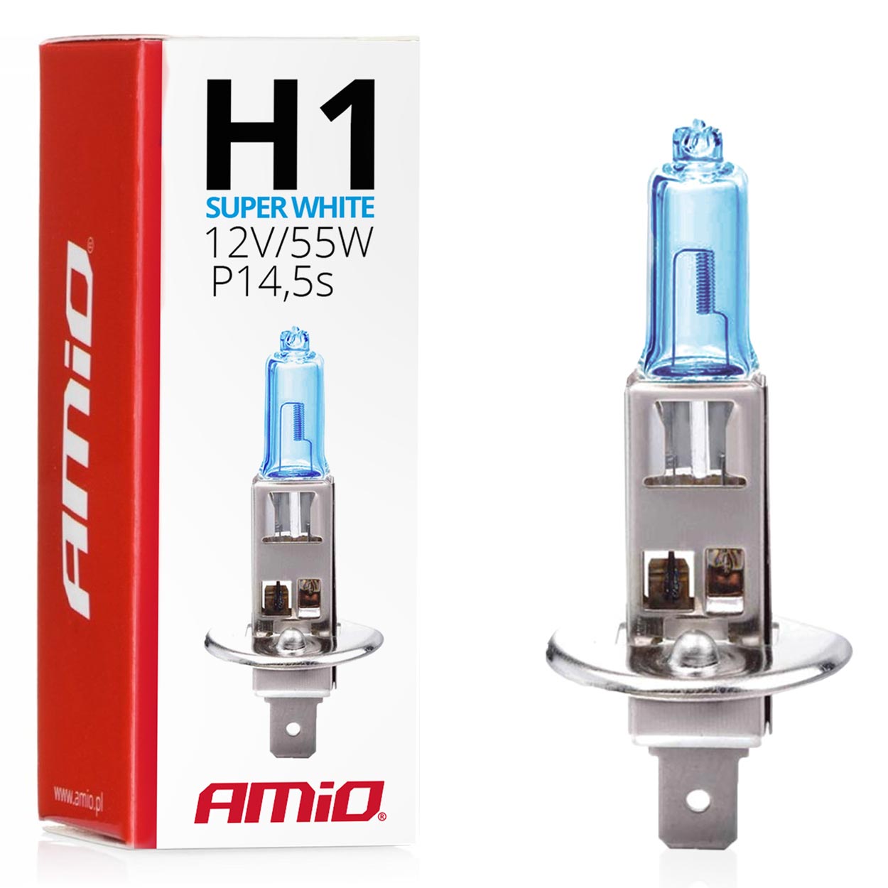 Blå H1-halogenpære 12 V 55 W Super White