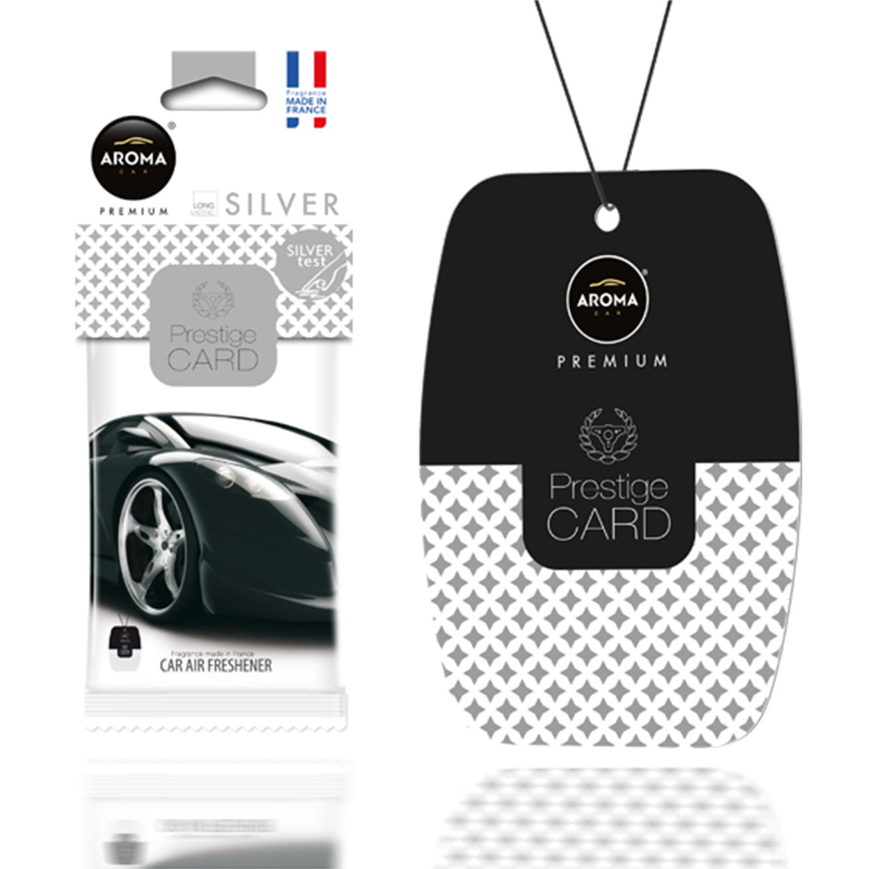 Aroma Prestige Card Silver hængende luftfrisker til bil
