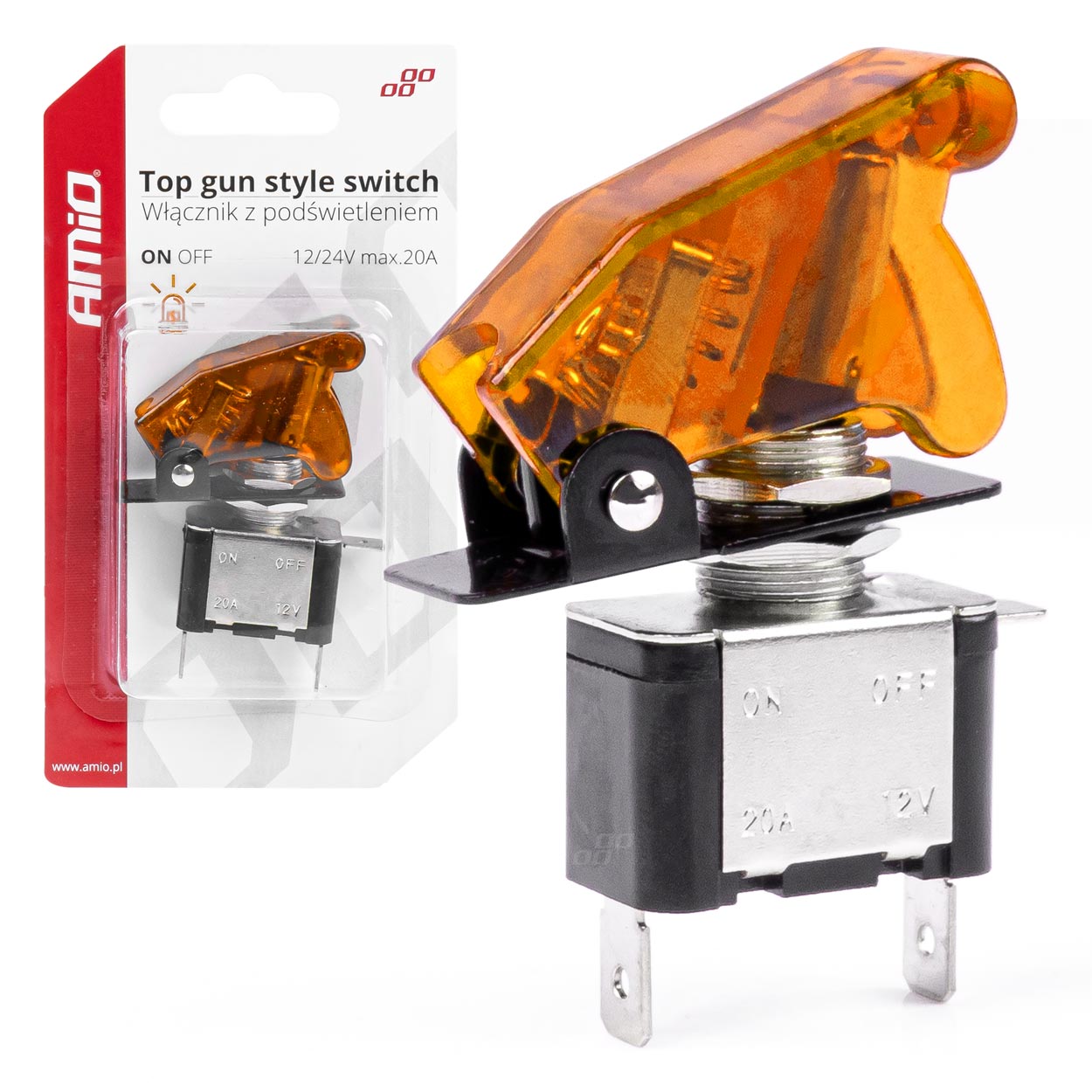 Vippeswitch med orange lys til 12/24 V