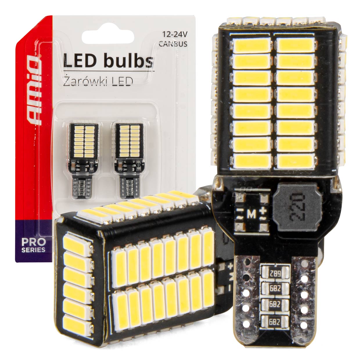 LED-pærer W16W/T15e med CANBUS og hvidt lys