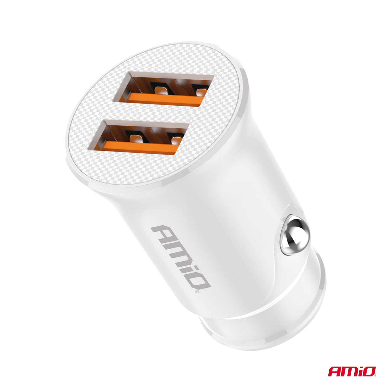 Hvid biloplader med to USB-A-udgange