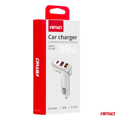 USB-biloplader med tre porte til samtidig opladning