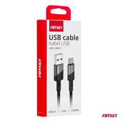 USB-A til USB-C-kabel med 3A opladning