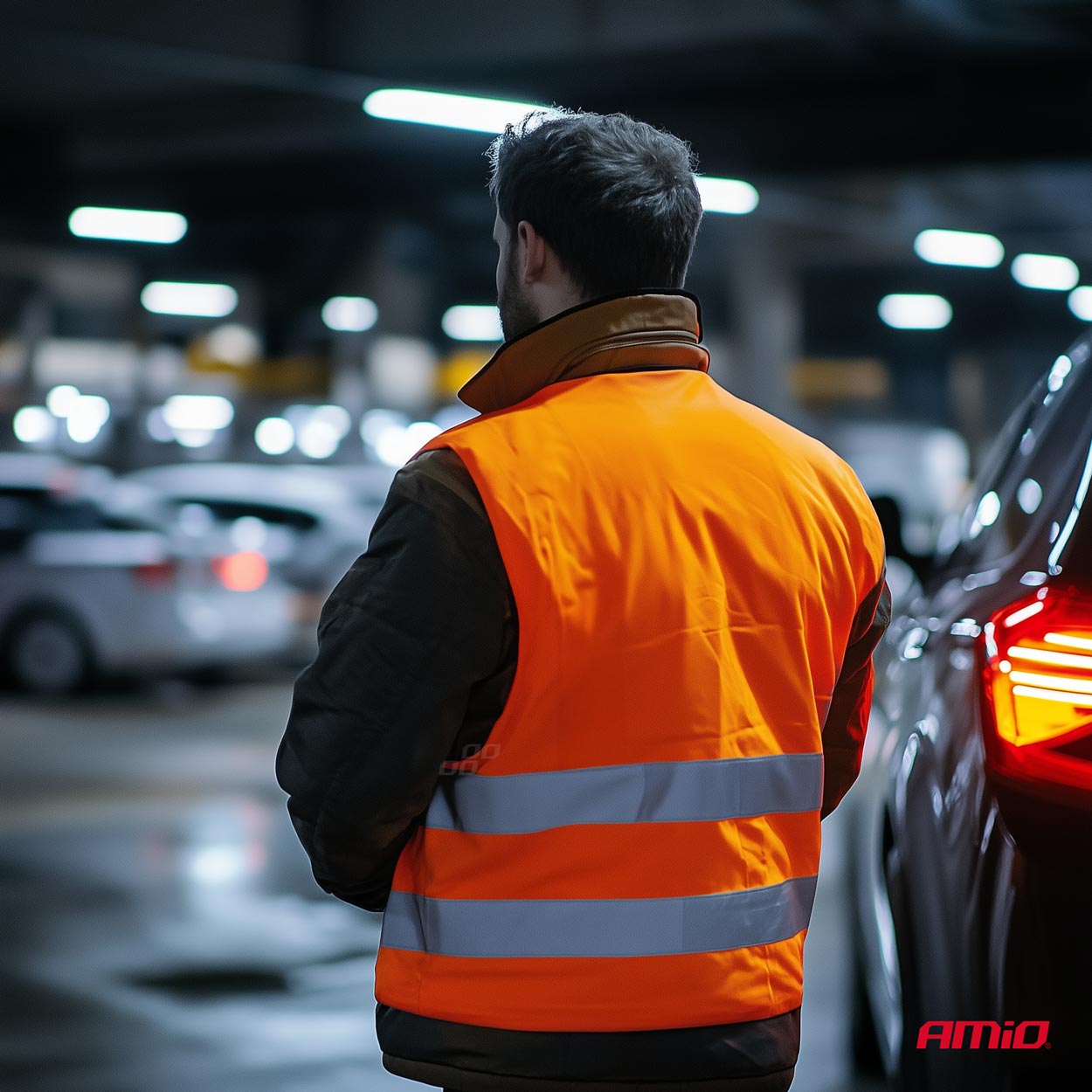 Orange refleksvest med brede refleksstriber