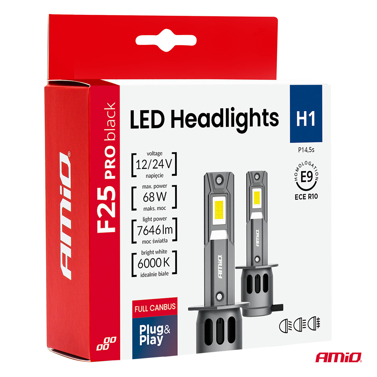LED-forlygter H1 F25 PRO BLACK komponent
