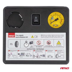 12 V dækreparationskit med 120 PSI maksimalt tryk