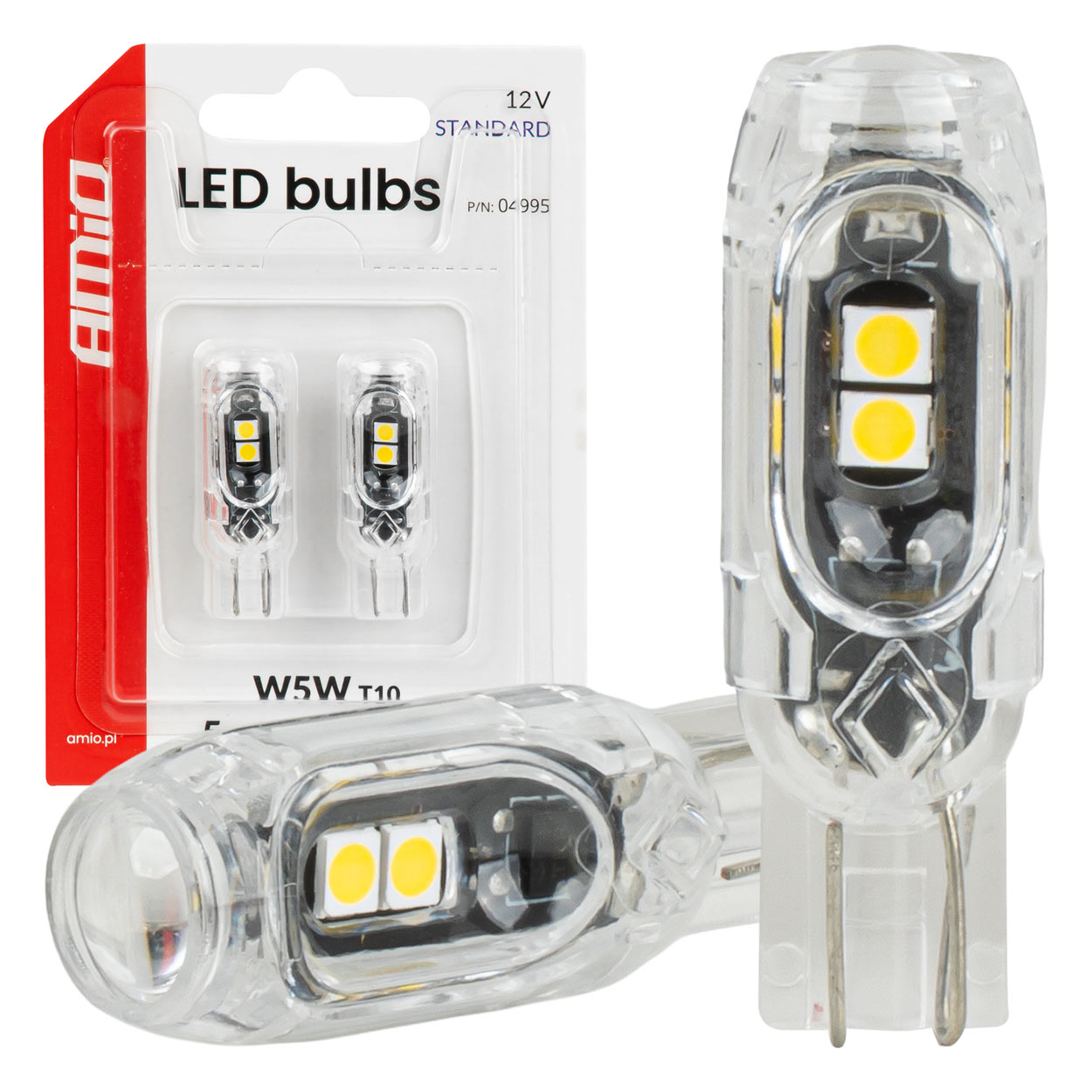 LED-pære T10 med 5 SMD 2835 LED'er og hvidt lys