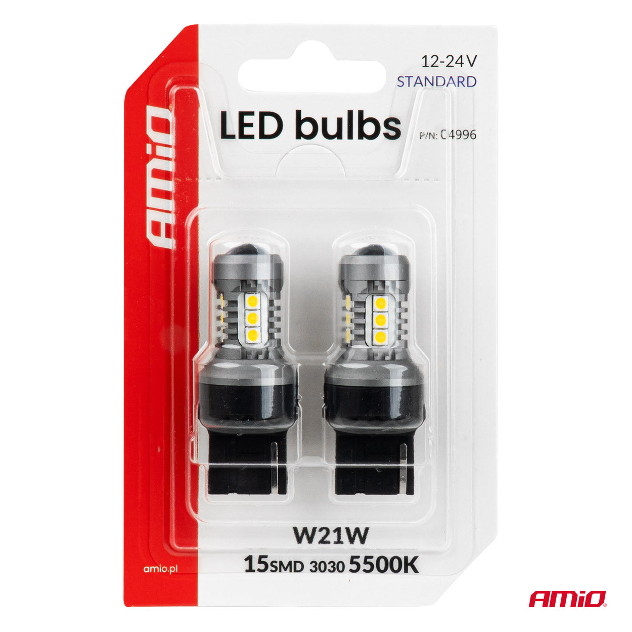 Hvid LED-pære 7440 W21W til kompatibel lygtefatning