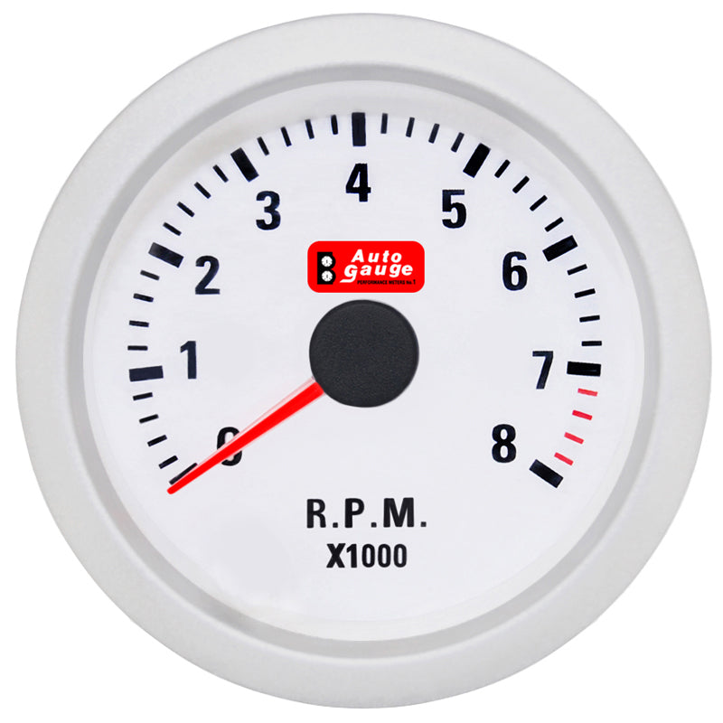 Omdrejningstæller hvid 2 tommer Auto Gauge