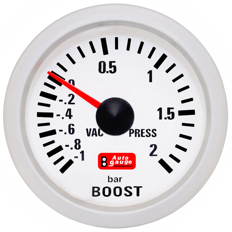 Barometer hvid 2 tommer Auto Gauge