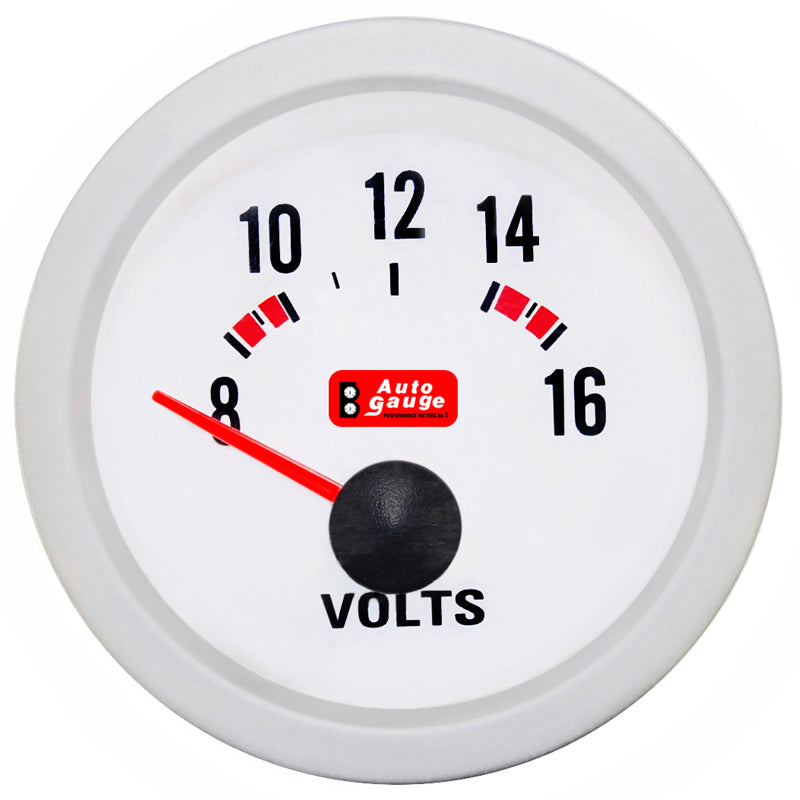 Voltmeter hvid 2 tommer Auto Gauge