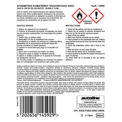 Klimaanlæg desinfektion og lugtfjerner tyggegummiduft 220 ml