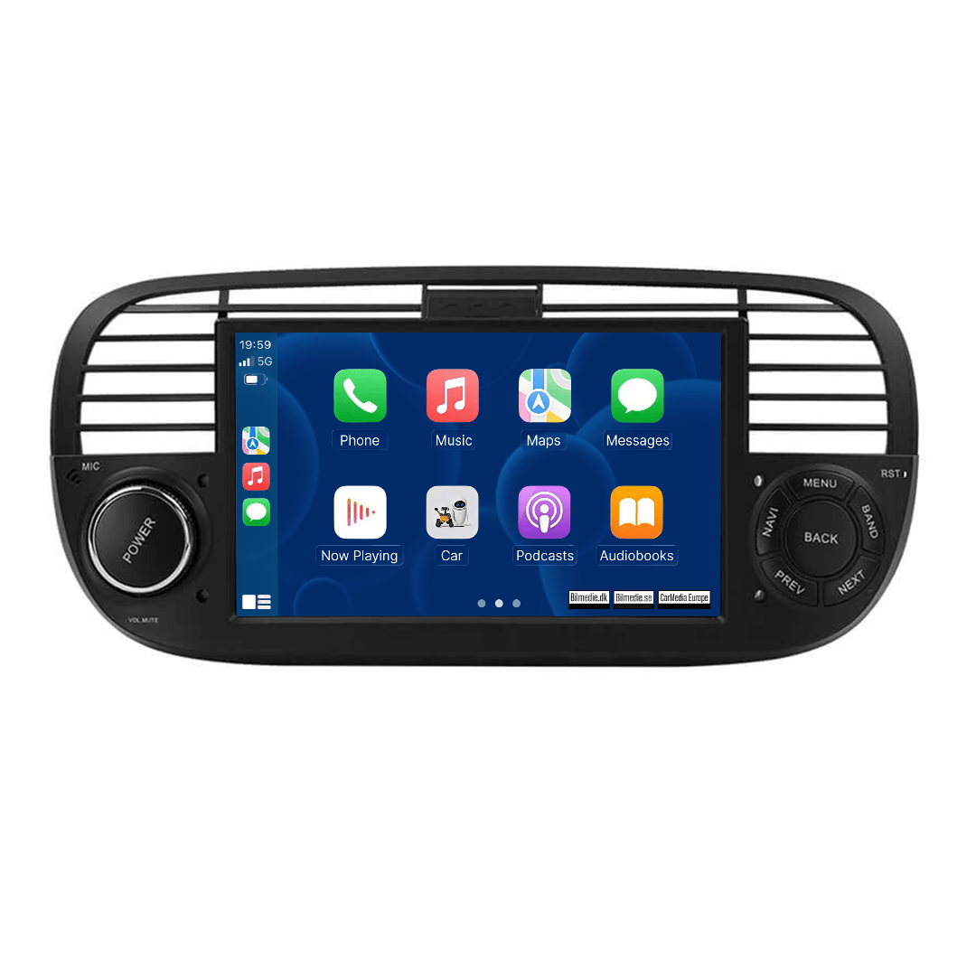 Fiat 500 07-15 - 7" Radio m. Apple CarPlay og Android Auto