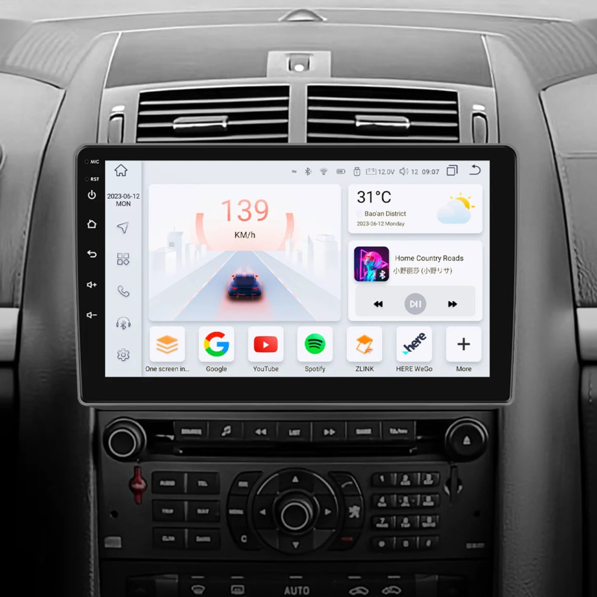 Peugeot 407 04-11 - 9" Radio m. Apple CarPlay og Android Auto (2+32GB)