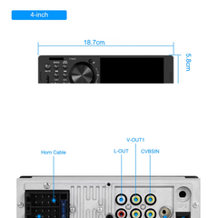 Universel - 4" 1-din radio m. Apple Carplay og Android Auto (kablet)