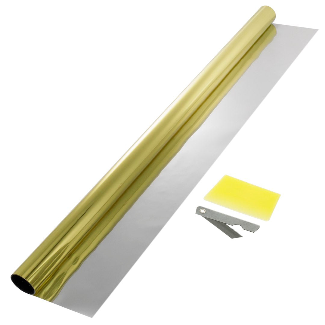 Solfilm til bilruder i guld og sølv 75x300 cm