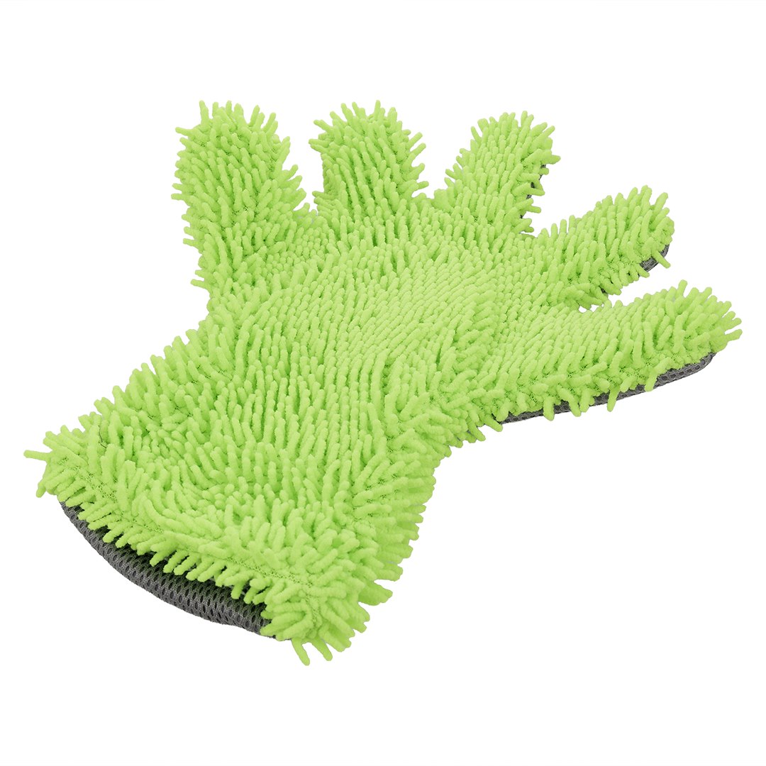 Mikrofiber vaskehandske med chenillefingre og mesh