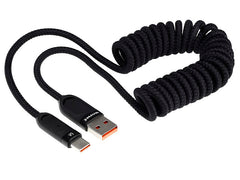 WAYME USB-C ladekabel med spiraldesign i sort, 50-180 cm