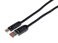USB til USB-C ladekabel med mikrofiberfletning og spiralform