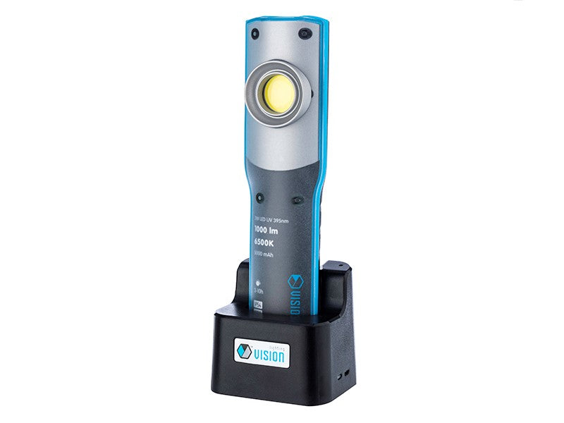 Genopladelig arbejdslampe fra VISION med 10W COB LED og UV 395 nm