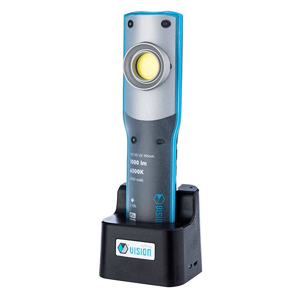 Genopladelig arbejdslampe fra VISION med 10W COB LED og UV 395 nm