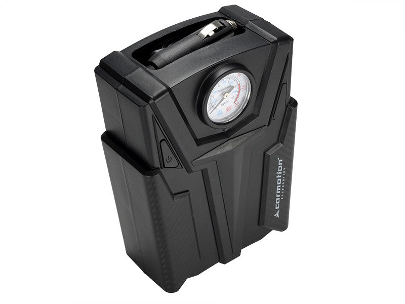 CARMOTION 12V luftkompressor med analog trykmaaler og adaptere
