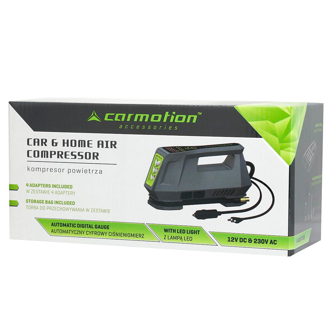 CARMOTION luftkompressor med digital trykmåling og LED-lys