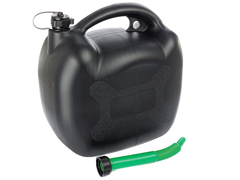 Sort oval benzindunk 20L i plast med tragt