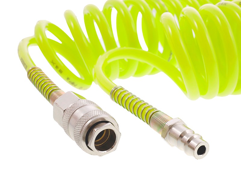 PU spiralslange 15 m med hurtigkobling og DN7.2-stik