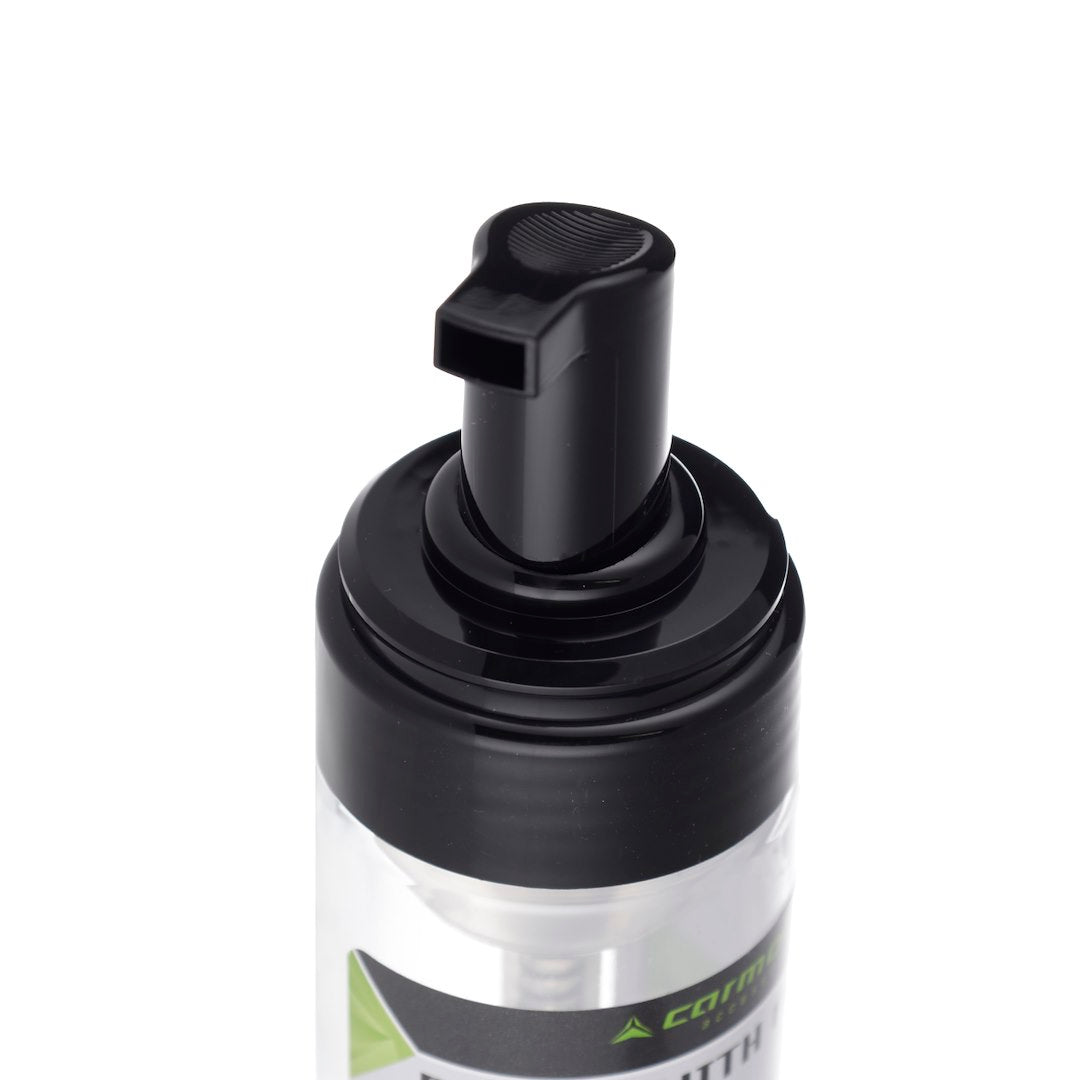 Transparent skumflaske med sort pumpe og låg, 150 ml
