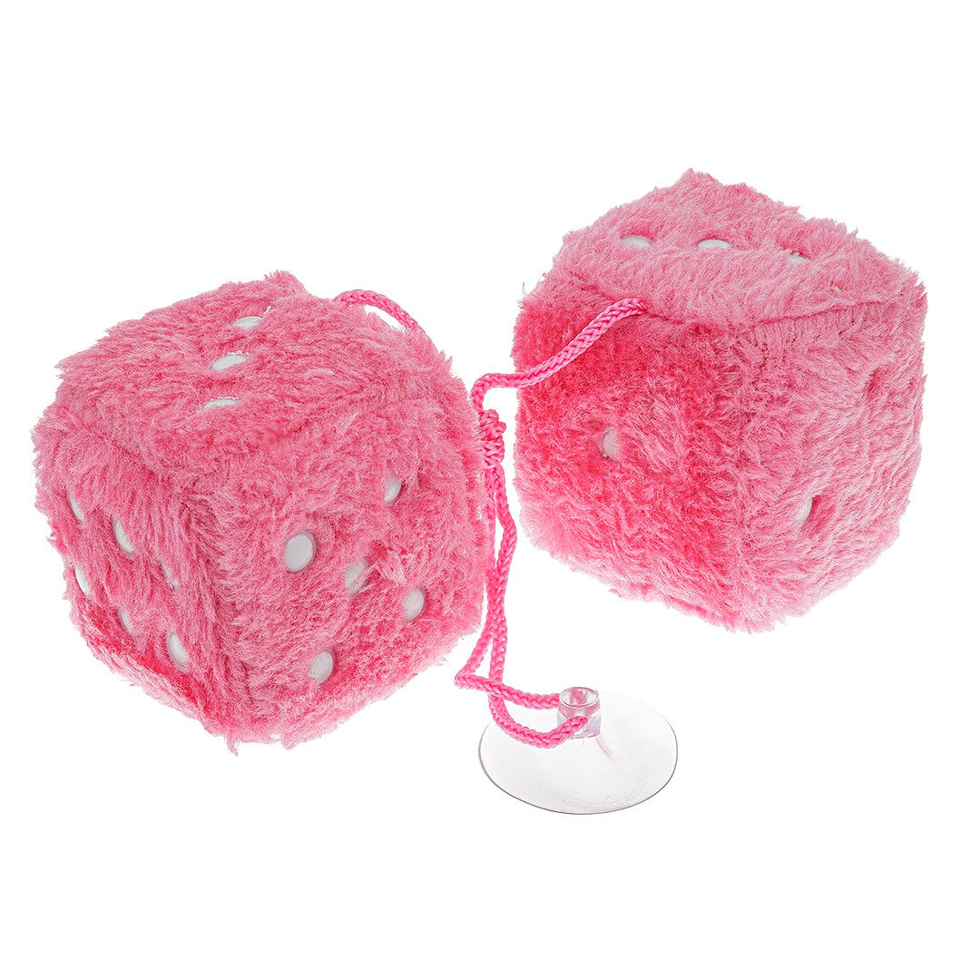 Plys terninger til bil 60x60 mm i pink