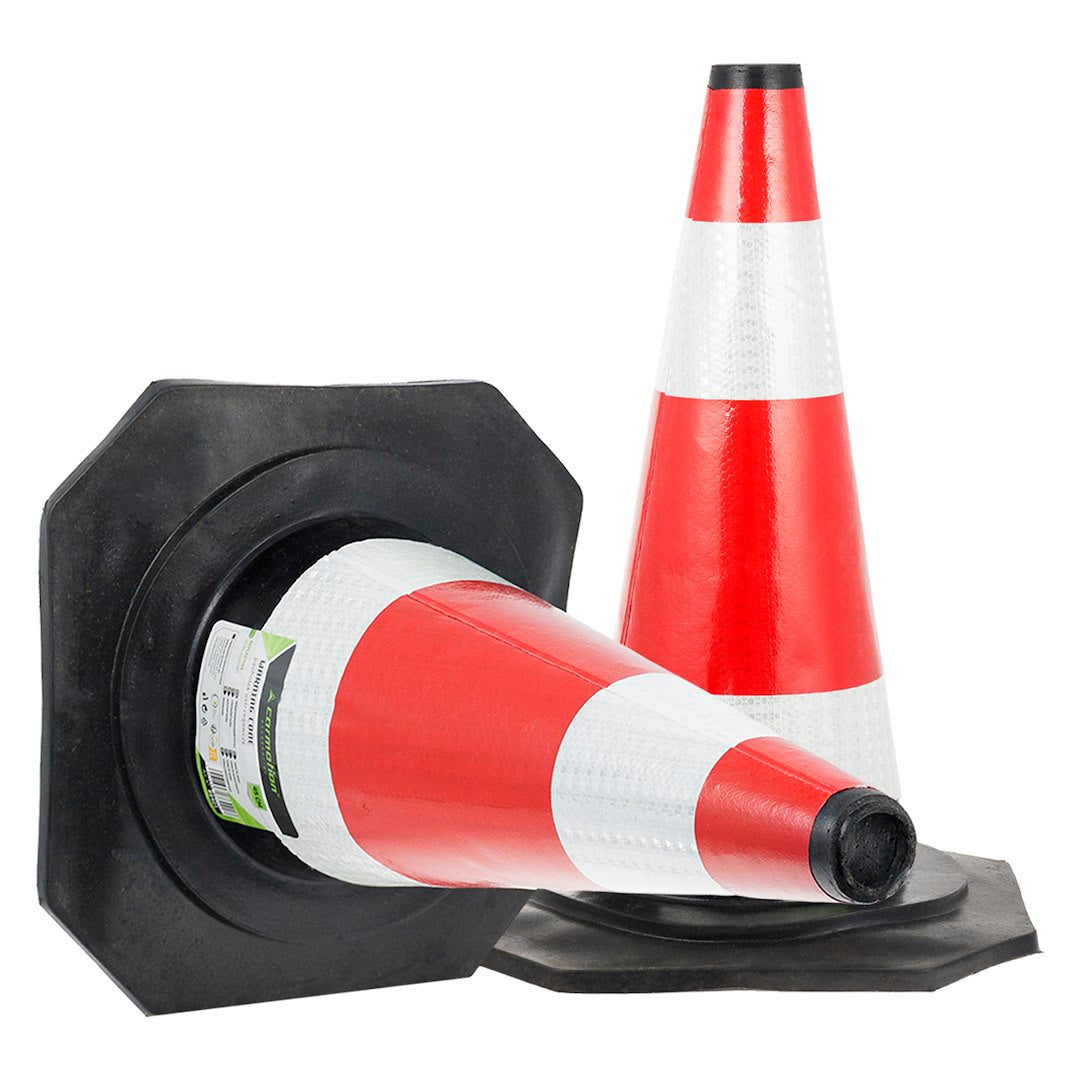 Advarselskegle i fleksibelt gummi på 45 cm