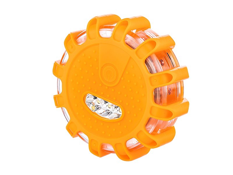 Orange advarselslampe med magnet og krog, 12 LED og 3 LED
