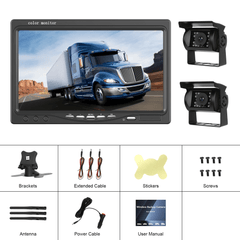 Trådløst bakkamerasæt med 7" IPS-skærm og 2 kameraer – 1080P AHD