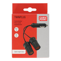 Carpoint dobbeltstik 2x12/24V 8A