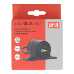 Carpoint påbygningsstik USB-A + USB-C 12/24V