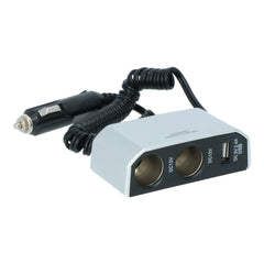 Carpoint dobbeltstik 2x12V 1xUSB-A 2,4A