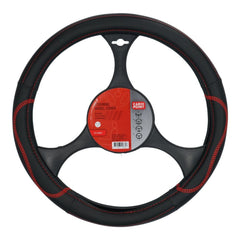 Carpoint ratbetræk i PU-læder, sort med røde detaljer, 37-39 cm