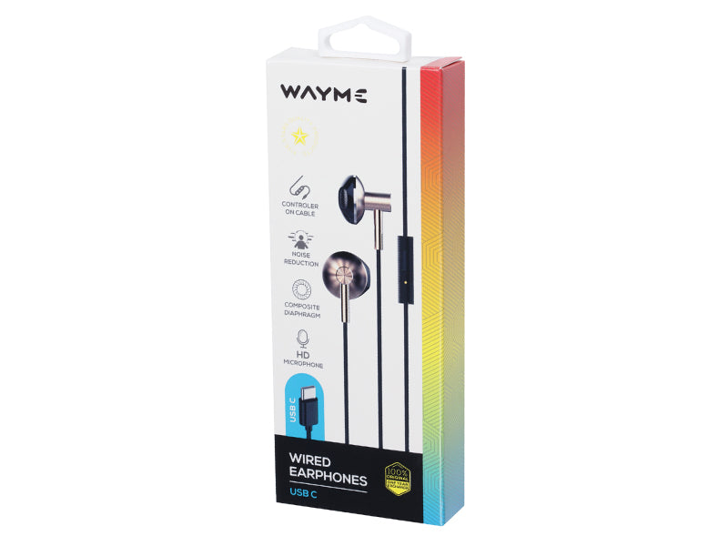 WAYME USB-C Høretelefoner – In-Ear med Mikrofon og Støjreduktion
