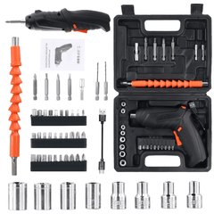 Elektrisk Skruetrækker Sæt 47 Dele – 3.6V Trådløs Multiværktøj med forskellige bits og tilbehør.