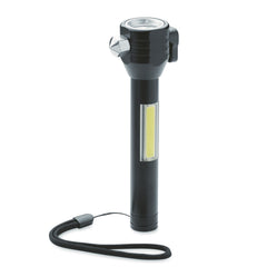 3-i-1 nødlommelygte med nødhammer og seleskærer – genopladelig