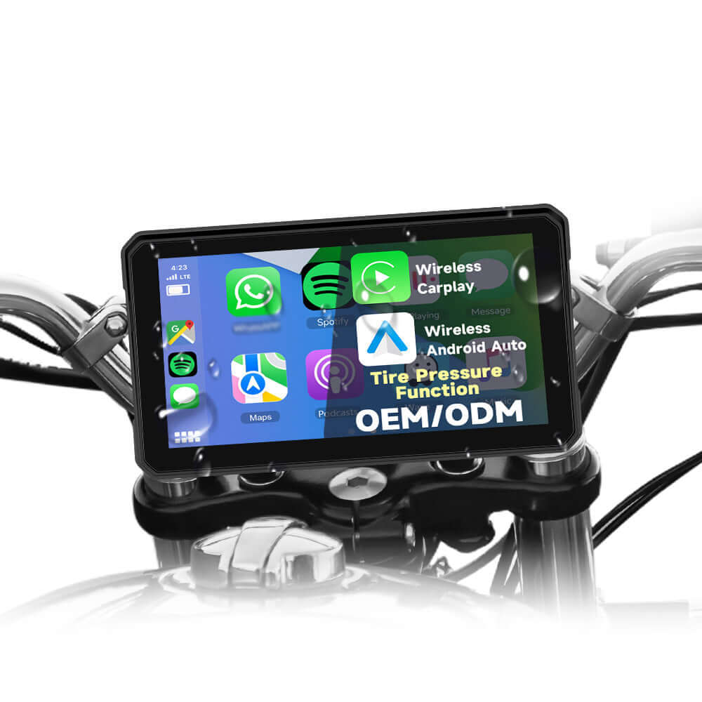 Motorcykel 6" skærm med trådløs Apple CarPlay og Android Auto
