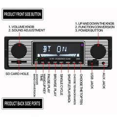 1 DIN Bilradio med Bluetooth, USB & Retro Design
