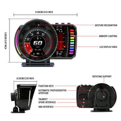 3.5" Head-Up Display (HUD) til Bil – Digital Speedometer med OBD2