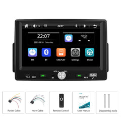 7" 1 DIN Bilradio med Apple CarPlay og Android Auto – Bluetooth 5.0, Touchskærm og USB