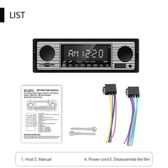 1 DIN Bilradio med Bluetooth, USB & Retro Design